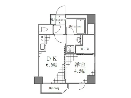 ダイナシティ新御徒町(1DK/2階)の間取り写真
