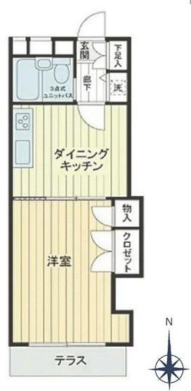オリンポス板橋栄町(1DK/1階)の間取り写真