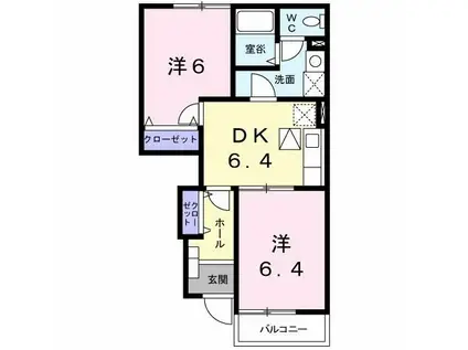 ボヌールMIV(2DK/1階)の間取り写真