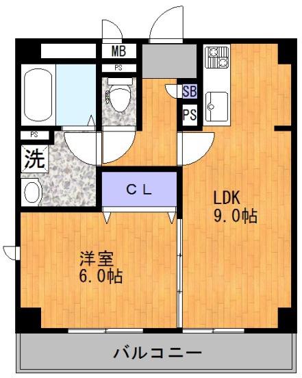 アンプルールフェール今津(1LDK/1階)の間取り写真