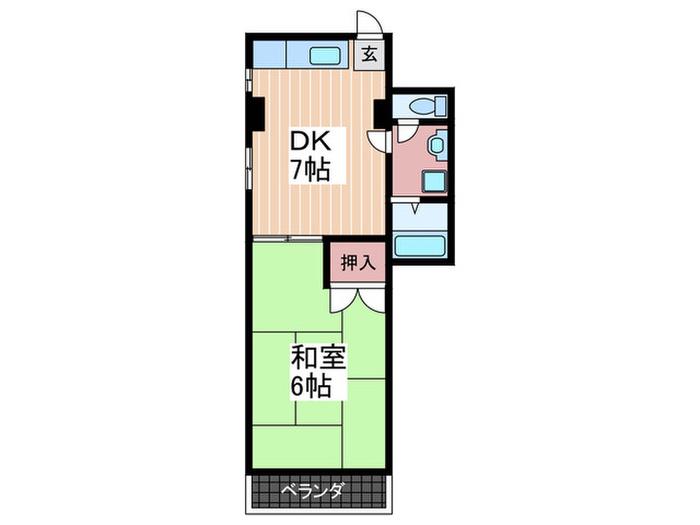 第2金岡ビル(1DK/5階)の間取り写真