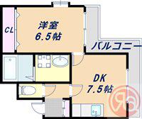 オークコート殿辻(1DK/3階)の間取り写真