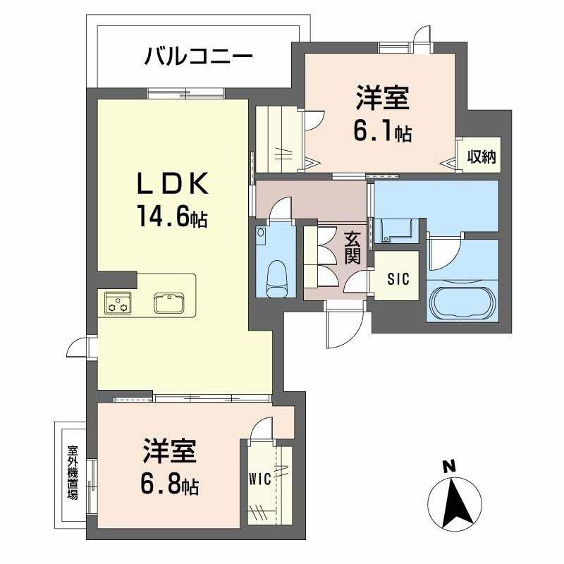 シャーメゾン阪南ガーデン(2LDK/3階)の間取り写真