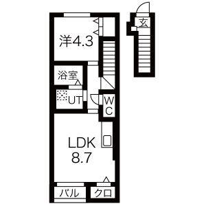 3PLS(1LDK/2階)の間取り写真