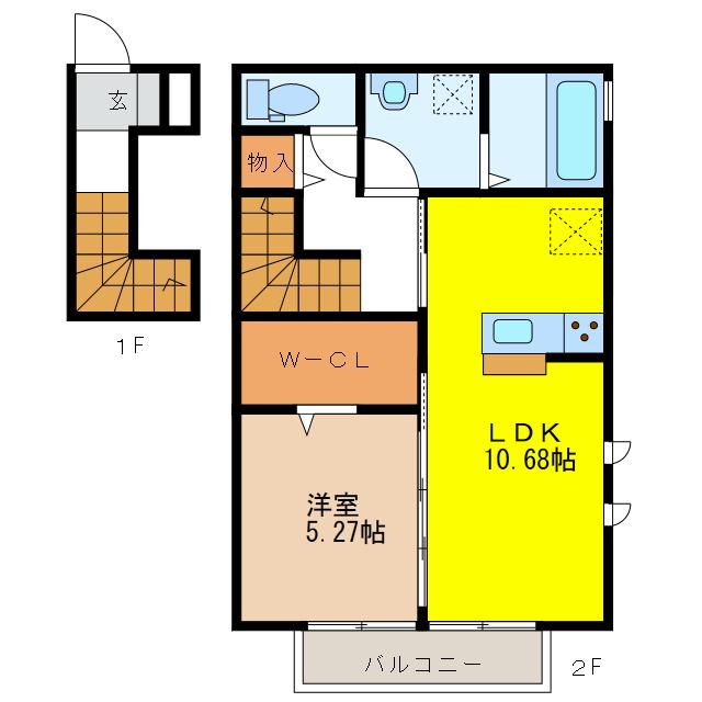 アメニティ31(1LDK/2階)の間取り写真