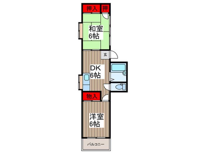 ハイム築地(2DK/2階)の間取り写真