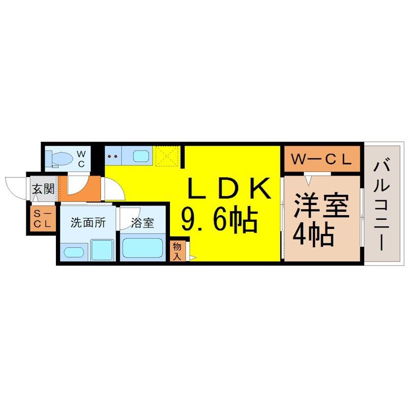 ロイヤルスクエア徳川(1LDK/8階)の間取り写真