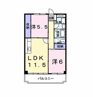 ル・ポール三日市(2LDK/2階)の間取り写真