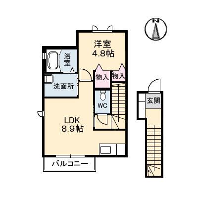 テット・ロッソ(1LDK/2階)の間取り写真