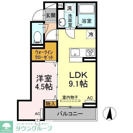 アンジュール多摩川(1LDK/2階)の間取り写真