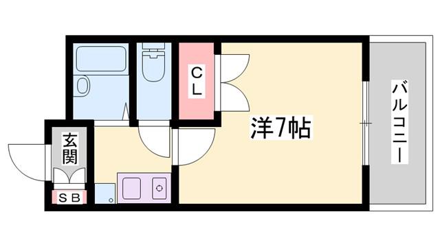 シア・ブルー(1K/1階)の間取り写真