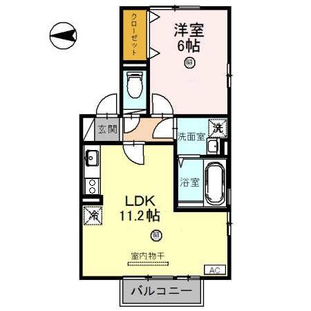 セジュール春江(1LDK/2階)の間取り写真