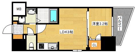 S-RESIDENCE国泰寺町一丁目(1LDK/14階)の間取り写真