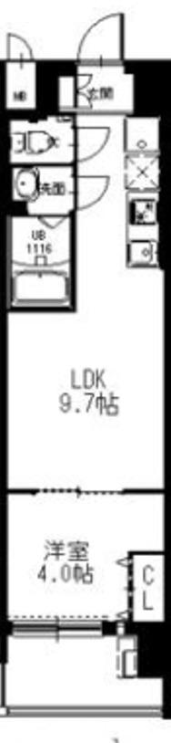AND TERRACE 文の里(1LDK/9階)の間取り写真