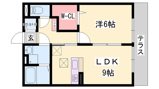 ラフレシール A棟(1LDK/1階)の間取り写真
