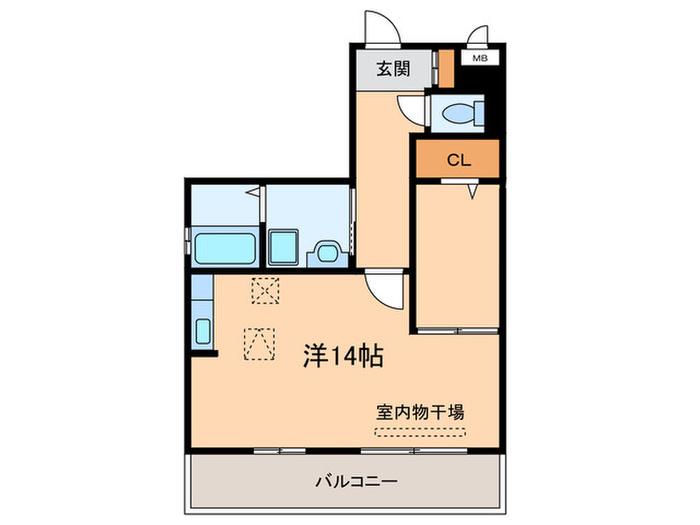 シャローム B棟(ワンルーム/1階)の間取り写真