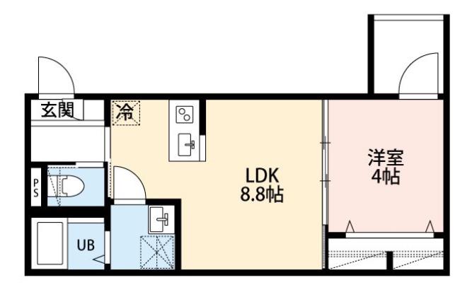 ROBOT HOME 北浦和(1LDK/1階)の間取り写真