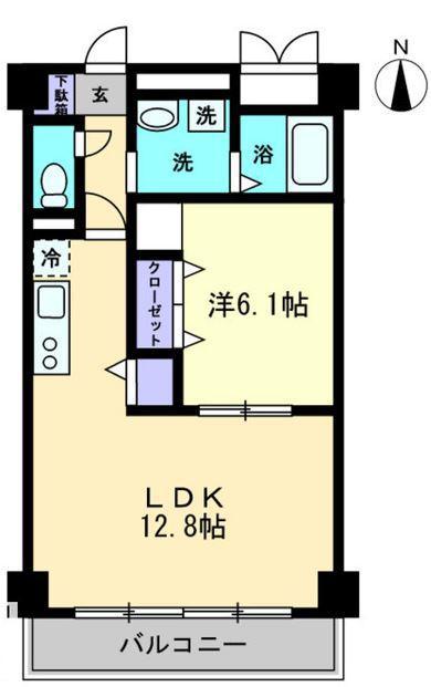 フィール上之町(1LDK/4階)の間取り写真