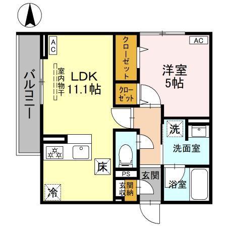 D-GRAN 飯田町(1LDK/1階)の間取り写真