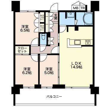 プライムメゾン萱場公園(3LDK/7階)の間取り写真