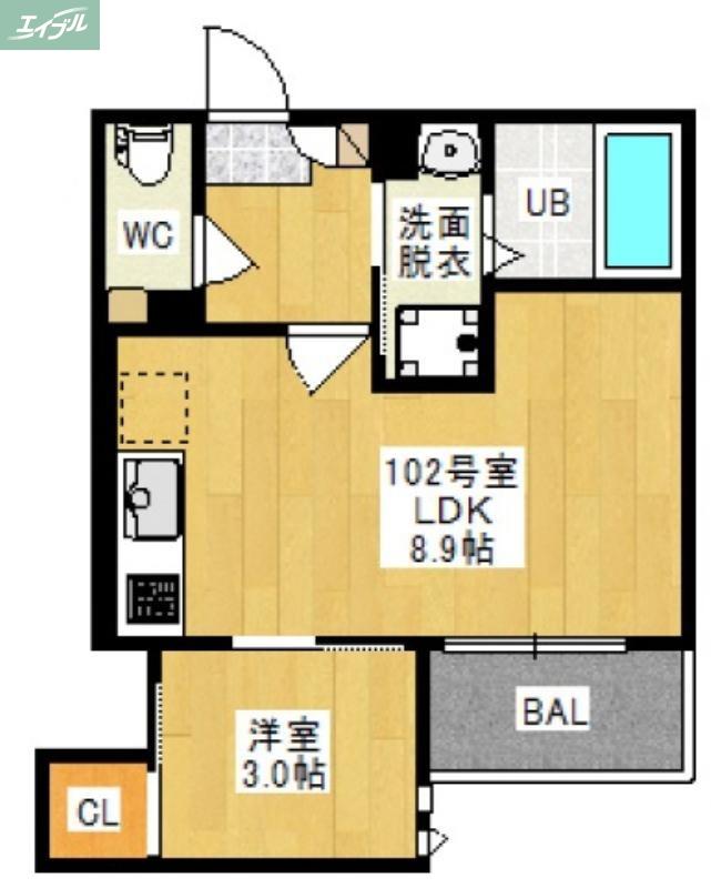 GRANDTIC 奥田VI(1LDK/1階)の間取り写真