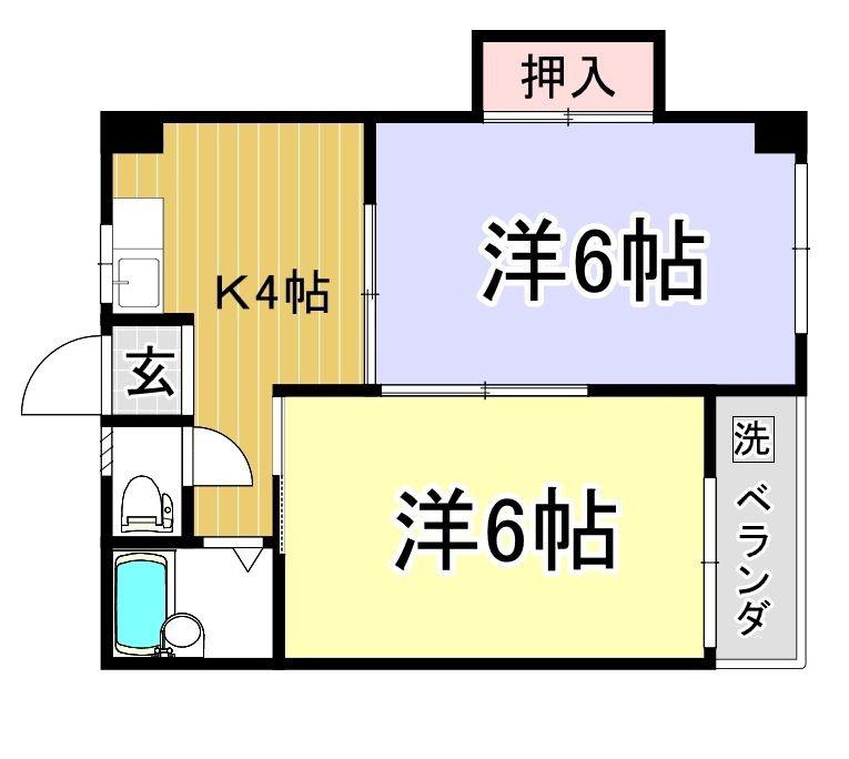 ビクトリー今里(2K/1階)の間取り写真