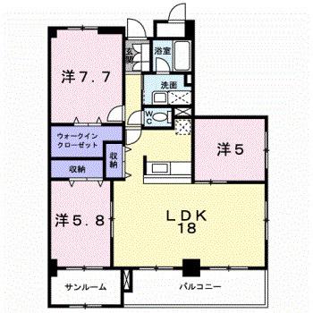 シャトーグラース(3LDK/3階)の間取り写真
