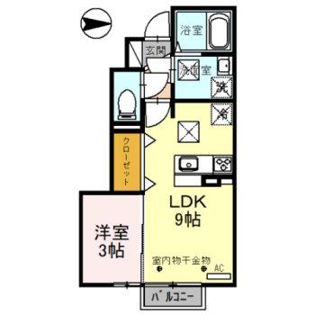 キキョウK.T/ツバキK.T キキョウK.T(1LDK/1階)の間取り写真