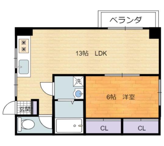シャレード小沢(1LDK/3階)の間取り写真