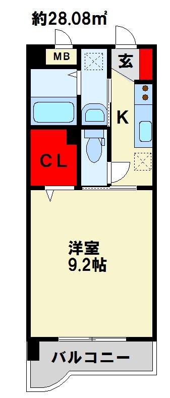 エヴァーグリーンM(1K/7階)の間取り写真