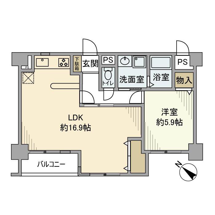 エクレール鴻巣(1LDK/8階)の間取り写真