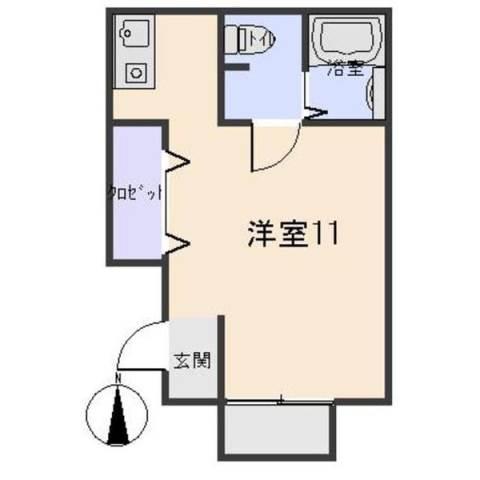 私の家II(ワンルーム/2階)の間取り写真