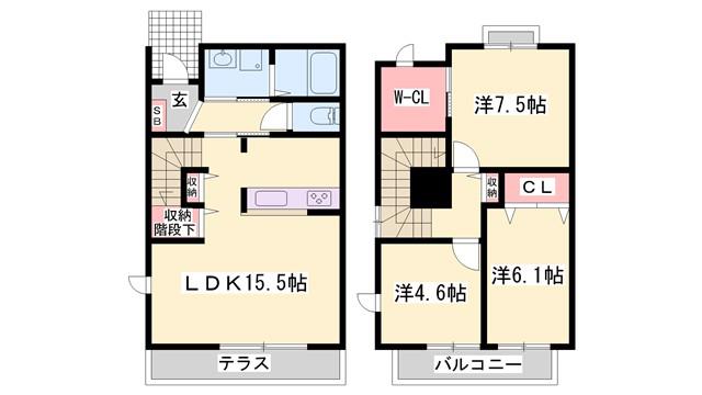 プチウエストIIIA・B・C(3LDK/2階)の間取り写真