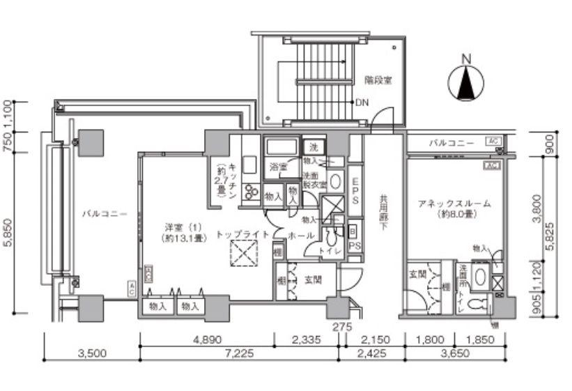 文京グリーンコートビュータワー本駒込A棟(1LDK/14階)の間取り写真