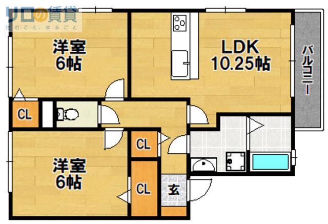 ガーデンハウスEW(2LDK/2階)の間取り写真