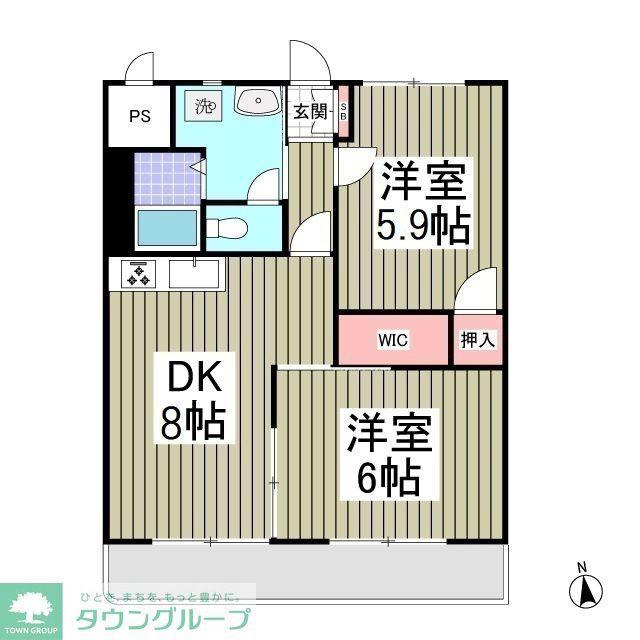 グリーンハイツ島野(2DK/1階)の間取り写真