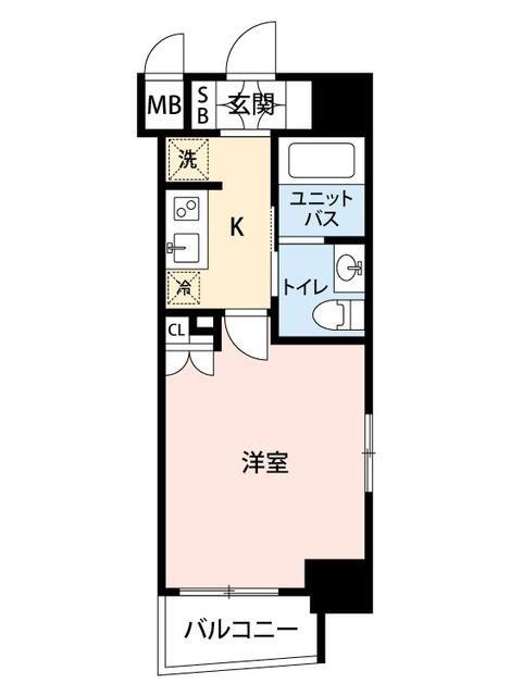 マイナビSTAY日本橋兜町(1K/4階)の間取り写真