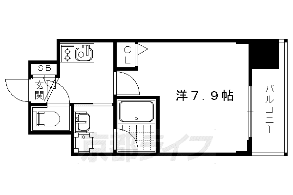 ベラジオ京都西院ウエストシティII(1K/7階)の間取り写真