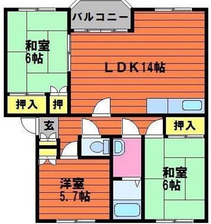 ヴェルフィオーレNT C(3LDK/2階)の間取り写真