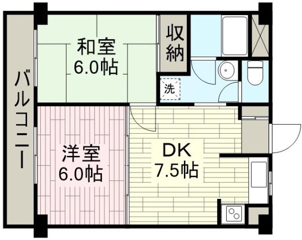 エスポアール川越(2DK/3階)の間取り写真