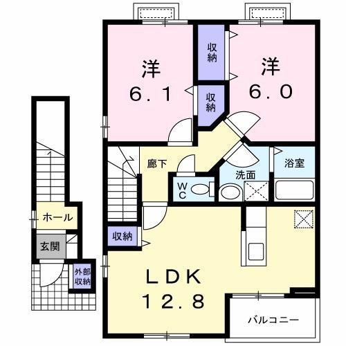 VILLA RAFFINE(2LDK/2階)の間取り写真
