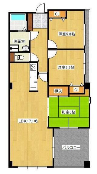 港町ジー・アンド・ピー(3LDK/5階)の間取り写真