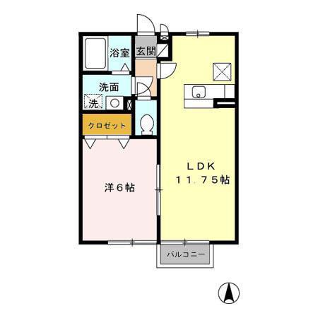 ハレアカラC(1LDK/2階)の間取り写真