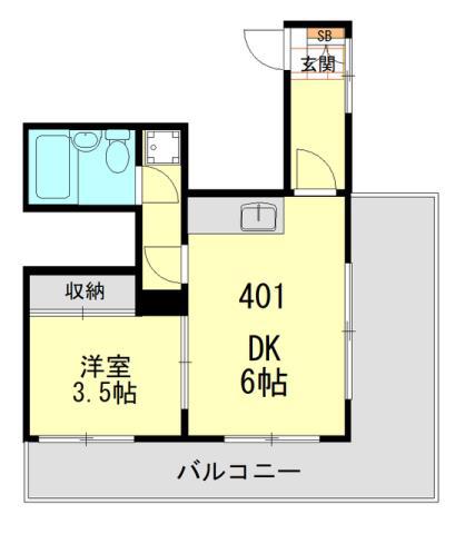 ホワイトハイム杉山境之谷(1DK/4階)の間取り写真