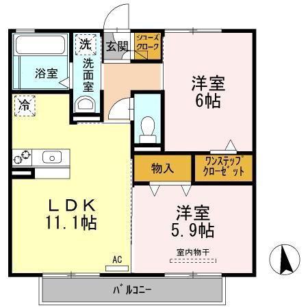 ラメゾンデスポワB(2LDK/2階)の間取り写真