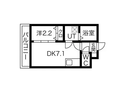 リプラス宮町(1DK/2階)の間取り写真