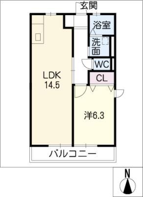 パークハイム天王(1LDK/1階)の間取り写真