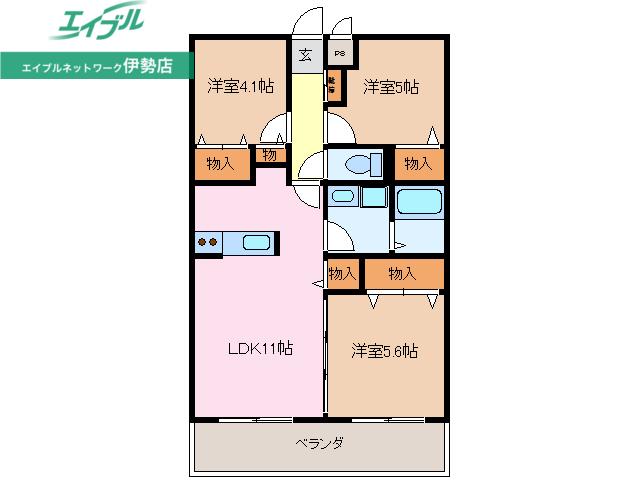 アグロス(3LDK/1階)の間取り写真