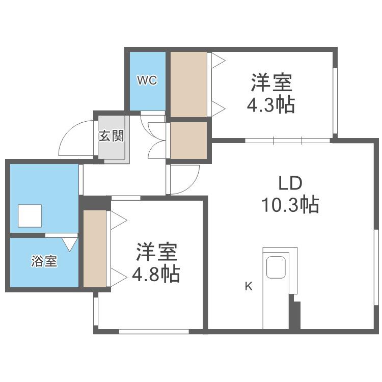 RESIDENCE SHINMEI HONGOU イースト(2LDK/1階)の間取り写真