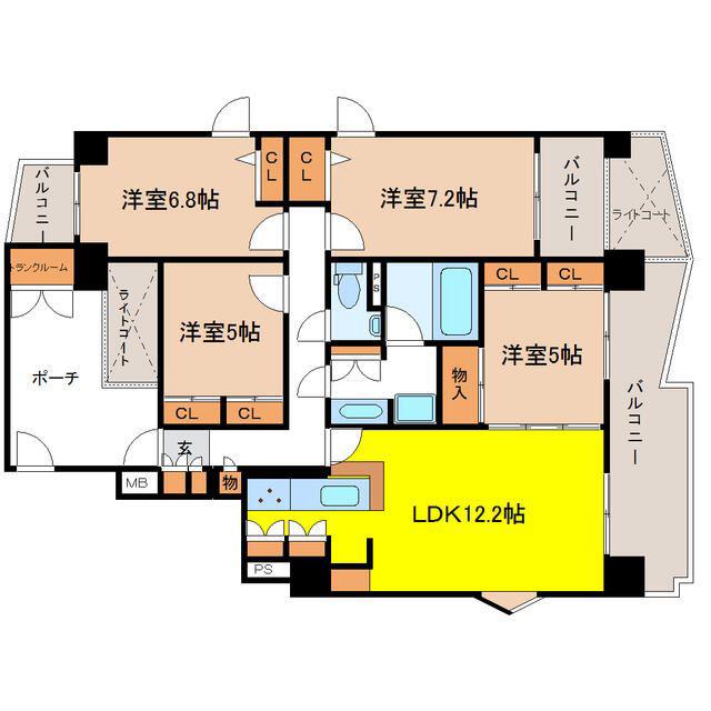 ダイアパレス福田町(4LDK/10階)の間取り写真